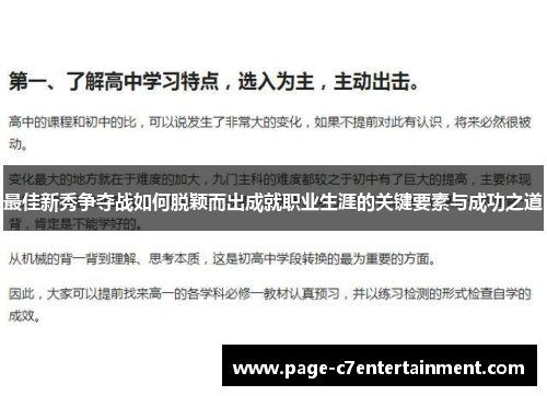 最佳新秀争夺战如何脱颖而出成就职业生涯的关键要素与成功之道