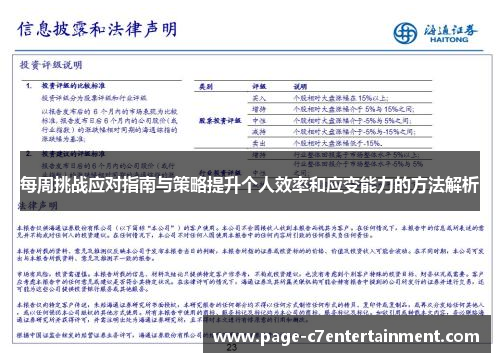 每周挑战应对指南与策略提升个人效率和应变能力的方法解析